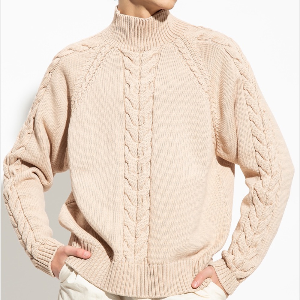 Nanushka- Saul Cable-Knit Mockneck Sweater